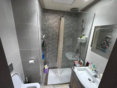 a bathroom with a shower and a sink and a toilet at SUPERBE STUDIO MEUBLE CASABLANCA in Casablanca