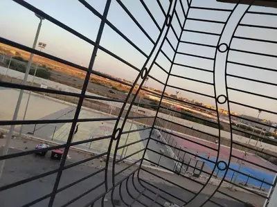 a view of a highway from a glass window at perle de bouznika 15min walking to the beach plus free unlimited WiFi in Bouznika