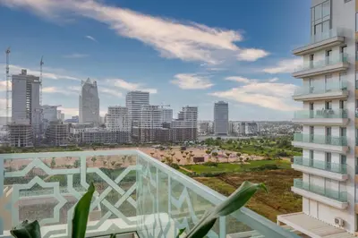 a balcony with a view of a city at anfa Louise in Casablanca