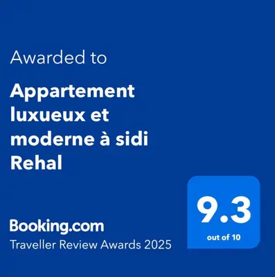 a screenshot of a cell phone with the text upgraded to agreement luxury et monitor at Appartement luxueux et moderne à sidi Rehal in Dar Hamida