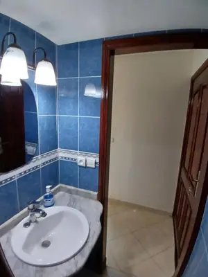 a bathroom with a sink and a mirror at Appartement Casa Voyageurs in Casablanca