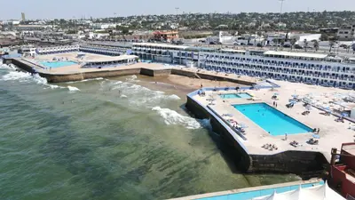 an aerial view of a hotel and a swimming pool at Hotel Tropicana in Casablanca