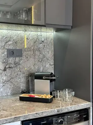 a kitchen counter with a tray of food on it at Top Floor Studio - By AppartAli in Casablanca