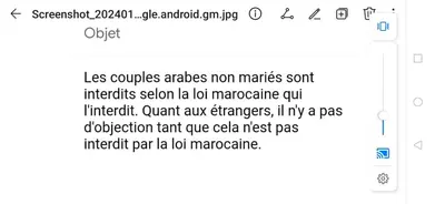 a screenshot of a cell phone with a text box at Appartement HASSANIA in Casablanca