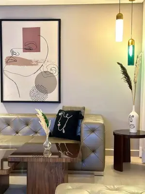 a living room with a couch and a table at Marina State of Peace - Sea View in Casablanca