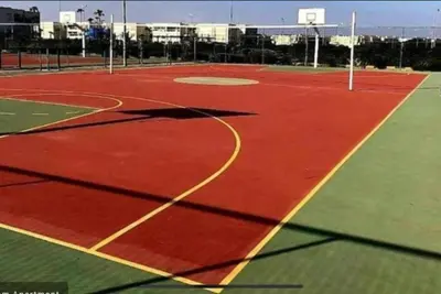 a basketball court with a shadow on it at Lovely apartment at Ola Blanca 2 with WiFi in Sidi Rahal