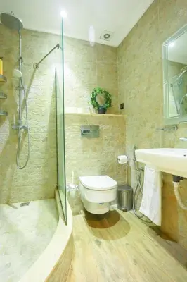 a bathroom with a shower and a toilet and a sink at Beautiful Moroccan apartment Casablanca Center in Casablanca