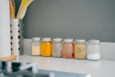 a row of jars sitting on a shelf at Luxurious Close to all attractions in Casablanca