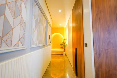 a hallway with a door and a hallway with at ROYAL ANFA PARK SUITE-BY AYLA STAY in Casablanca