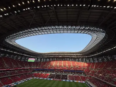 an overhead view of a soccer stadium at Spacieux et familial à 2 minutes à pied du stade de football de RABAT in Rabat