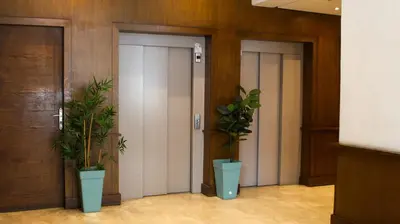 two doors with plants in them in a hallway at Maarif , Cosy 2 Chambres, Parking wifi Netflix Gratuit in Casablanca