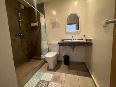 a bathroom with a sink and a toilet and a shower at Studio La gironde in Casablanca