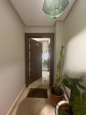 a hallway with a potted plant and a door at Belle appartement tout neuf in Bouznika