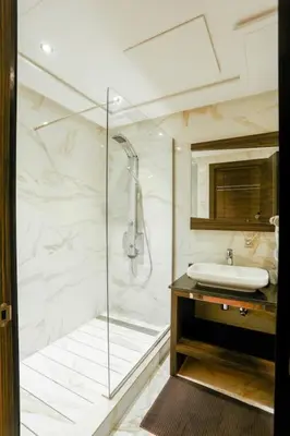 a bathroom with a shower and a sink at Résidence Urban Square D52 in Casablanca