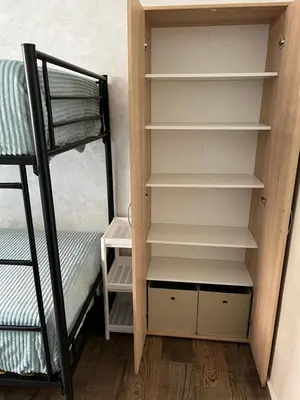 a room with a bunk bed and a bunk bed gmaxwell gmaxwell gmaxwell gmaxwell at Appartement Dar Bouazza Tamaris Casablanca Airport AquaParc Fibre Orange Wifi Parking Security in Dar Bouazza