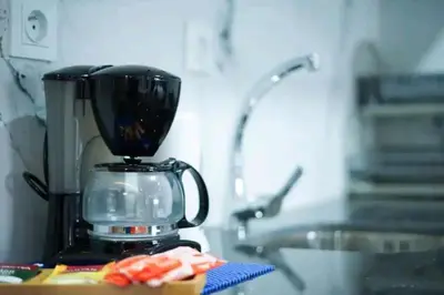 a blender sitting on a counter next to a sink at Luxury Studio, Coeur de l'Agdal in Rabat