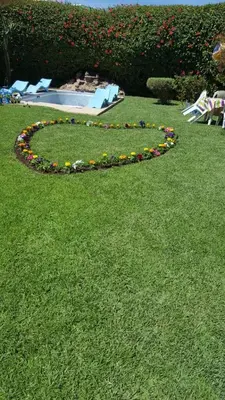 a heart made out of flowers in the grass at Villa entièrement meublée à louer à Mohammedia in Mohammedia