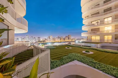 a view from the balcony of a building with a yard at Harmony Garden in Casablanca