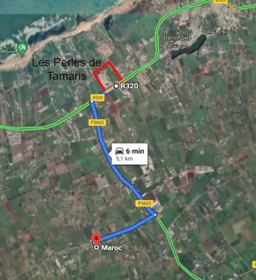 a map of the proposed route of the les patches de tarmacs at Villa, piscine sans vis-à-vis in Casablanca
