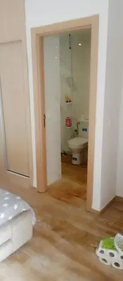 a bathroom with a toilet in a room at heaven beach sidi rehal in Sidi Rahal
