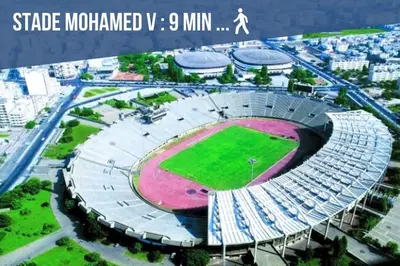 an aerial view of a stadium with a pink field at Appartement Spacieux a Maarif in Casablanca