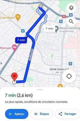 a screenshot of a google map of a subway at Maarif dar zara 2 chambres ,Wifi ,Parking Gratuit in Casablanca