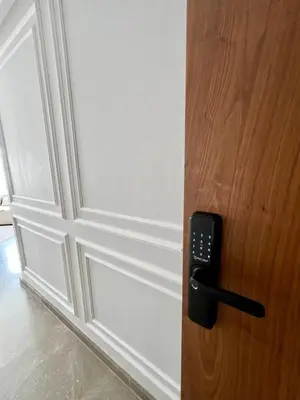 a close up of a door with a black door knob at Central, confort & luxueux 1room - quartier Princesses in Casablanca