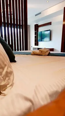 a close up of a bed in a bedroom at L'harmonie in Casablanca