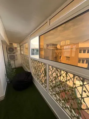 a balcony with a view of a building at Perfect Studio in Casablanca City Center in Casablanca