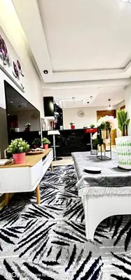 a living room with a zebra patterned rug at Turner Vision in Casablanca