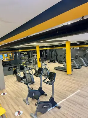 a gym with a bunch of exercise equipment in it at Sea view apartment in Casablanca