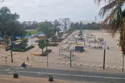 a large park with a playground in a city at Welcome to km 0 of Casablanca in Casablanca