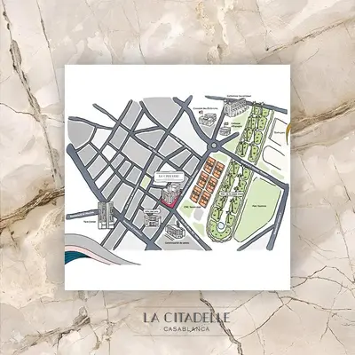 a map of la chilleille on a white card at Emplacement Chic Lumineux & Central Près du Consulat Américain 2 minutes de Twin Center Gauthier Casablanca in Casablanca