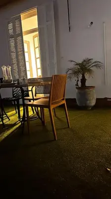 a room with two chairs and a table and a plant at Ary déco flat in Casablanca city center in Casablanca