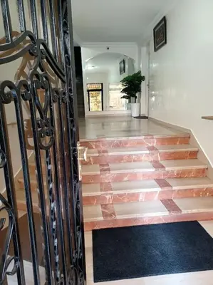 a staircase in a house with a potted plant at Lovely 2 bedrooms Furnished Bourgogne in Casablanca