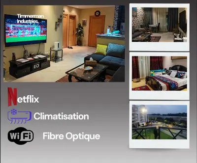 a collage of pictures of a living room at Suite Meublée à Nouaceur in Nouaceur