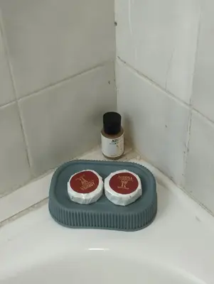 two dishes sitting on a tray in a bath tub at Appartement au centre de Rabat Agdal in Rabat