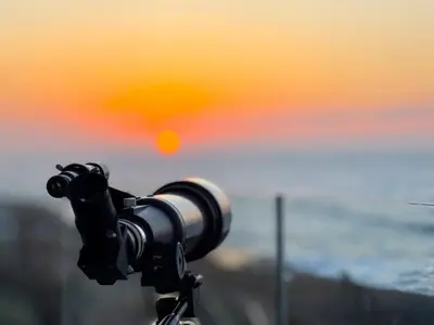 a camera taking a picture of the ocean at BlueVista - Yacht like Escape with Ocean Views in Rabat