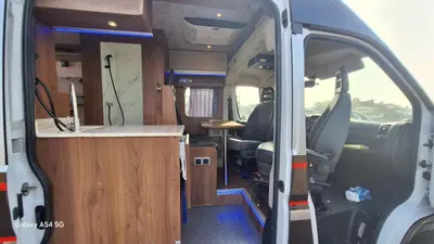 an inside view of a van with a bar in it at J-L Camping Car Morocco in Casablanca