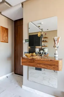 a kitchen with a counter with a mirror at VIVASTAY Casablanca - Carpdiem Aliya Residence in Casablanca