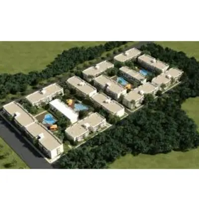 an overhead view of a large house with trees at superbe appart a dar bouaza tamaris avec piscine in Casablanca