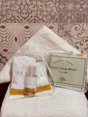 a group of products sitting on top of a towel at Modern Comfort with Moroccan Soul in Casablanca