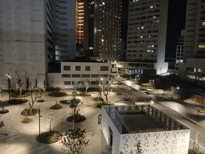 a view of a city at night with buildings at Triangle des hôtels in Casablanca