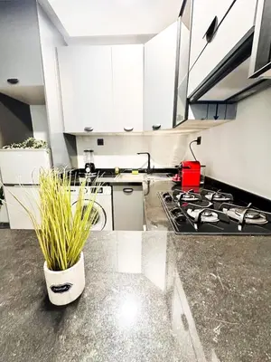 a kitchen with white cabinets and a stove top oven at familyconfort casa evasion in Casablanca