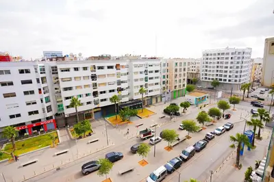 an aerial view of a street in a city with buildings at apartment au coeur de Casablanca in Casablanca