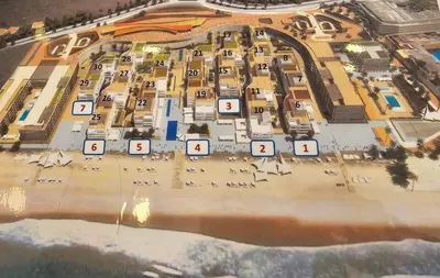 an aerial view of a resort on a beach at AnfaPlace Residence, Casablanca, la Cornishe-Ain Diab in Casablanca