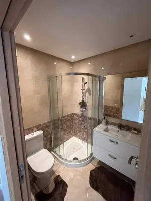 a bathroom with a shower and a toilet and a sink at Ramoflores , sidi rahal in Sidi Rahal