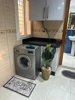 a washing machine in a kitchen with a plant at appart 206 in Temara