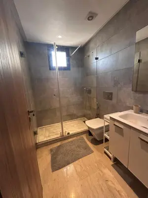 a bathroom with a shower and a toilet and a sink at Anfa Casablanca in Casablanca
