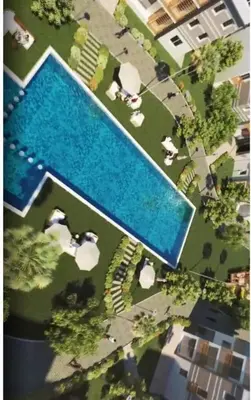 a rendering of a swimming pool with cows in a yard at Résidence fal green bouskoura in Bouskoura